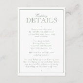 Klassieke Sage Green Calligraphy Monogram Weddensc Informatiekaartje (Achterkant)