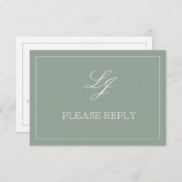 Klassieke Sage Green Calligraphy Monogram Weddensc RSVP Kaartje