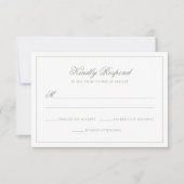 Klassieke Sage Green Monogram Script Border Weddin RSVP Kaartje (Voorkant)