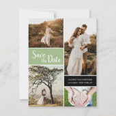 Klassieke Sage Green Photo Collage Save the date Aankondiging (Voorkant)