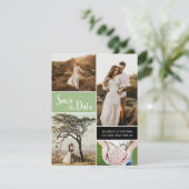 Klassieke Sage Green Photo Collage Save the date Aankondiging (Staand voorkant)