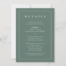 Klassieke Sage Green Wedding Details Kaart invoege