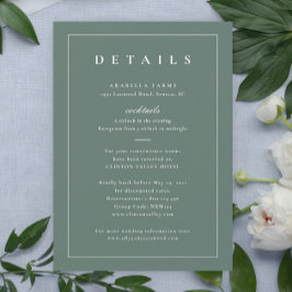 Klassieke Sage Green Wedding Details Kaart invoege