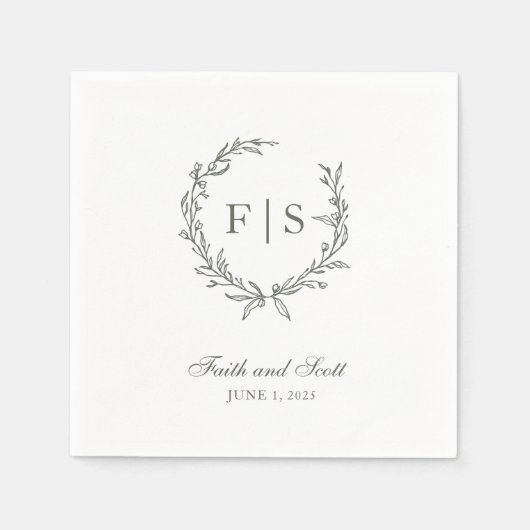 Klassieke Sage Green Wreatable Napkins Servet (Voorkant)