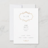 Klassieke Sage Groen Elegant Goud Monogram Bruilof RSVP Kaartje (Voorkant)