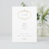 Klassieke Sage Groen Elegant Goud Monogram Bruilof RSVP Kaartje (Staand voorkant)