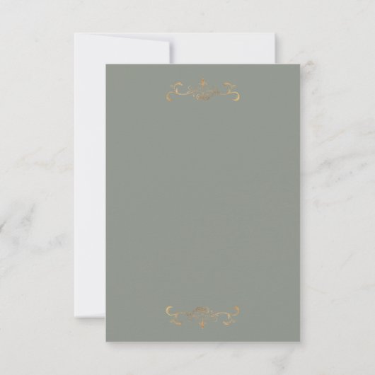 Klassieke Sage Groen Elegant Goud Monogram Bruilof RSVP Kaartje (Achterkant)