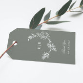 Klassieke Sage Groene Bloemen Krans Monogram Bruil Cadeaulabel