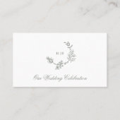 Klassieke Sage Groene Bloemen Krans Monogram Bruil Plaatskaartje (Achterkant)