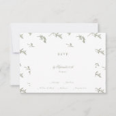 Klassieke Sage Groene Bloemen Monogram Crest Bruil RSVP Kaartje (Voorkant)