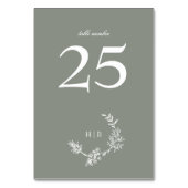 Klassieke Sage Groene Bloemenkrans Monogram Kaart (Voorkant)