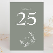 Klassieke Sage Groene Bloemenkrans Monogram Kaart