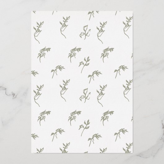 Klassieke Sage Groene Botanische Gouden Monogram K Folie Uitnodiging (Achterkant)