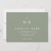 Klassieke Sage Groene Bruiloft Sla de datum op Save The Date (Voorkant)