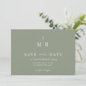 Klassieke Sage Groene Bruiloft Sla de datum op Save The Date (Staand voorkant)
