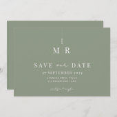 Klassieke Sage Groene Bruiloft Sla de datum op Save The Date (Voorkant / Achterkant)