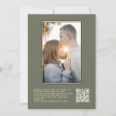 Klassieke Sage Groene Elegante Bloemen QR Foto Kaart (Achterkant)