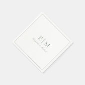 Klassieke Sage Groene Elegante Script Monogram Bru Servet (Hoek)