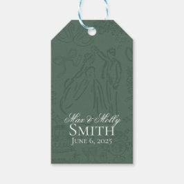 Klassieke Sage Groene Hand Getrokken Wedding Sketc Cadeaulabel