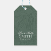 Klassieke Sage Groene Hand Getrokken Wedding Sketc Cadeaulabel (Achterkant)