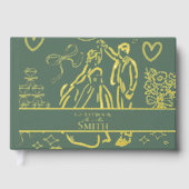 Klassieke Sage Groene Hand Getrokken Wedding Sketc Gastenboek (Voorkant)