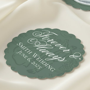 Klassieke Sage Groene Hand Getrokken Wedding Sketc Kartonnen Onderzetters