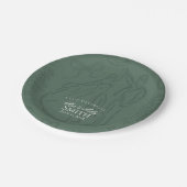 Klassieke Sage Groene Hand Getrokken Wedding Sketc Papieren Bordje (Gekanteld)