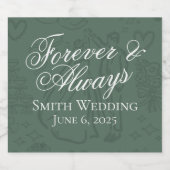 Klassieke Sage Groene Hand Getrokken Wedding Sketc Sparkling Wijnetiket (Enkel label)