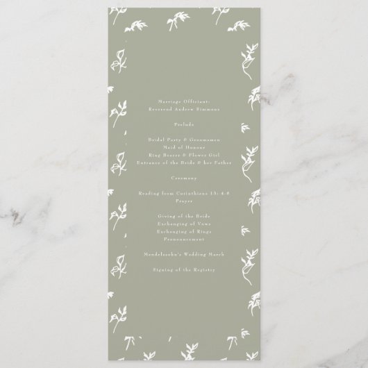 Klassieke Sage Groene Monogram Crest Bruiloft Programmakaart (Voorkant)