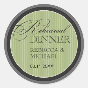 Klassieke Sage Pinstripe Rehearsal Dinner Sticker