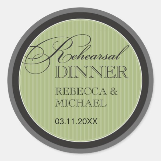 Klassieke Sage Pinstripe Rehearsal Dinner Sticker (Voorkant)