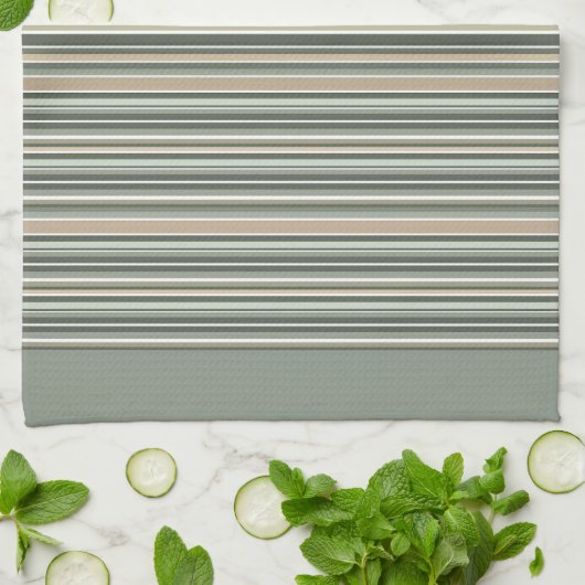 Klassieke Sage Stripes Theedoek (Gevouwen)