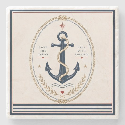 Klassieke Sailorcore zeevaart coaster Stenen Onderzetter (Voorkant)