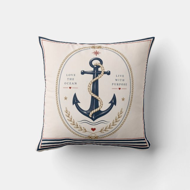 Klassieke Sailorcore Zeevaart Worp Kussen (Achterkant)