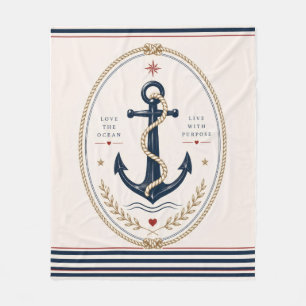 Klassieke Sailorcore Zeevaart Worpdeken Fleece Deken