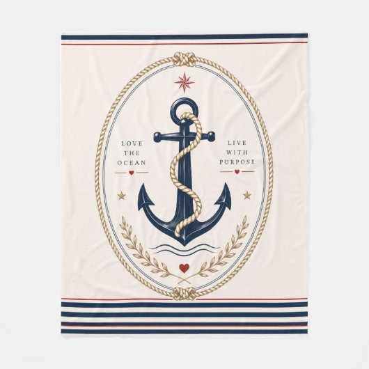 Klassieke Sailorcore Zeevaart Worpdeken Fleece Deken (Voorkant)