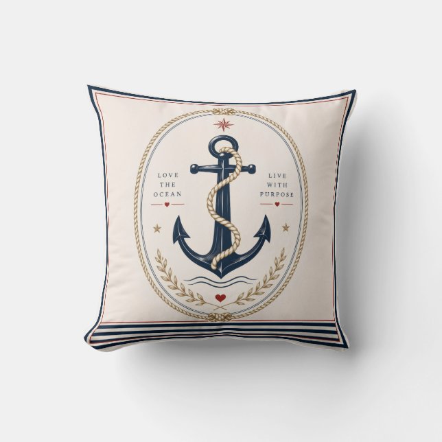 Klassieke Sailorcore Zeevaart Worpdeken Kussen (Voorkant)