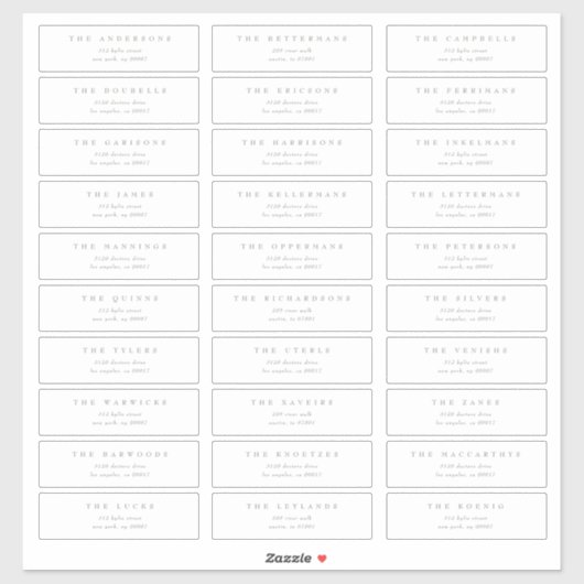 Klassieke salie groen individueel trouwadres sticker (Vel)