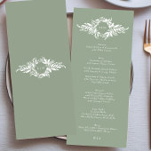 klassieke salie groene bladkrans monogram Huwelijk Menu