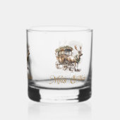 Klassieke salie heilig groen goud Rendier Kerstmis Whisky Glas (Achterkant)