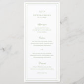 Klassieke Saliegroen Elegante Trouw Menu (Voorkant)