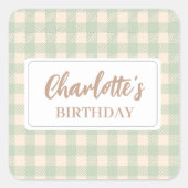 Klassieke saliegroen preppy gingham ruit geruit vierkante sticker (Voorkant)