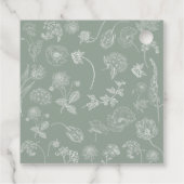 Klassieke saliegroene botanische theebruiloftsdouc bedankjes labels (Achterkant)