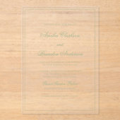 Klassieke Saliegroene Dunne Rand Script Bruiloft Acryl Uitnodigingen (Voorkant)