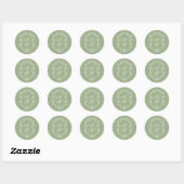 Klassieke saliegroene en witte monogram wapen Huwe Ronde Sticker (Vel)