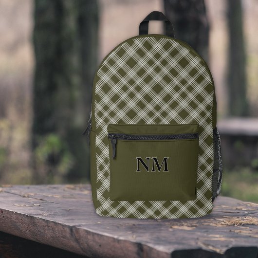 Klassieke saliegroene geruite gepersonaliseerde bedrukte rugzak