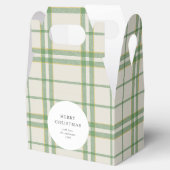 Klassieke saliegroene geruite kerst aangepaste koe bedankdoosjes (Geopend)