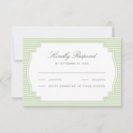 Klassieke saliegroene gestreepte trouw RSVP kaartje