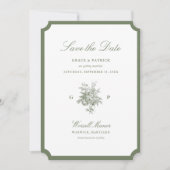 Klassieke Saliegroene Monogram Fototrouwdag Save The Date (Voorkant)
