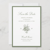 Klassieke saliegroene monogram trouw 'Save the Dat Save The Date (Voorkant)